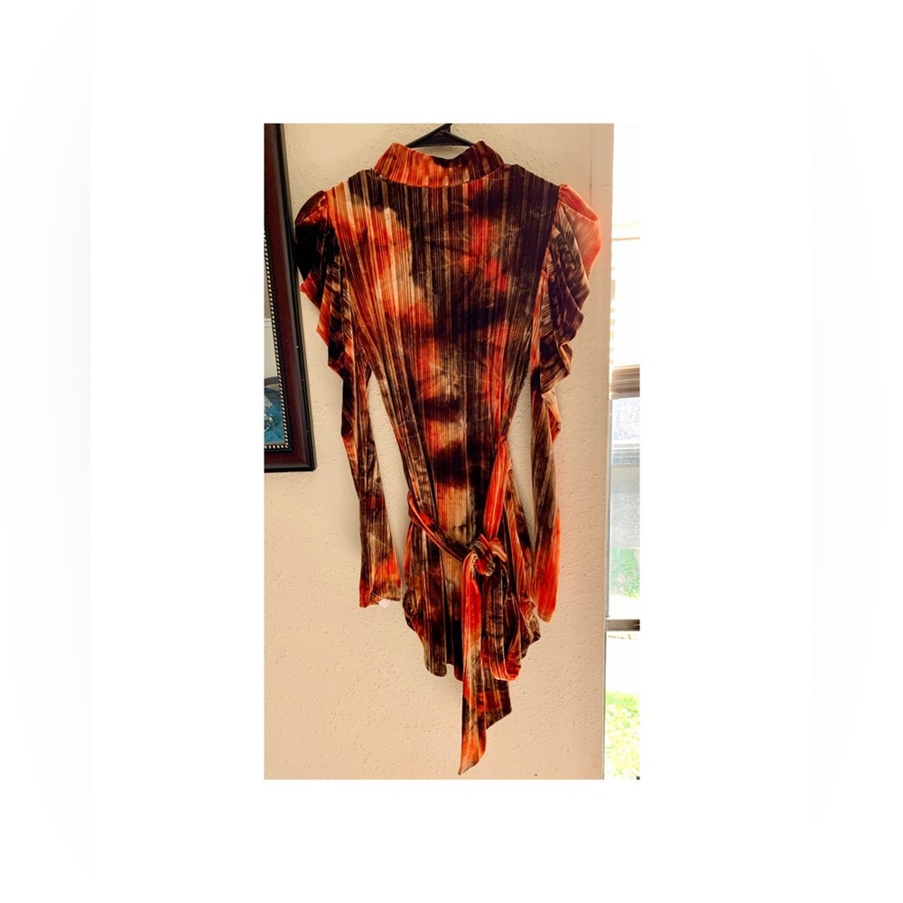 Orange and Brown Velour Long Sleeve Mini Dress by MONACO